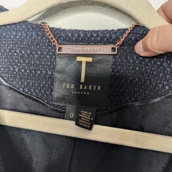 Ted Baker Ayeleen Textured Jacket Navy Tweed - Picture 4 of 12